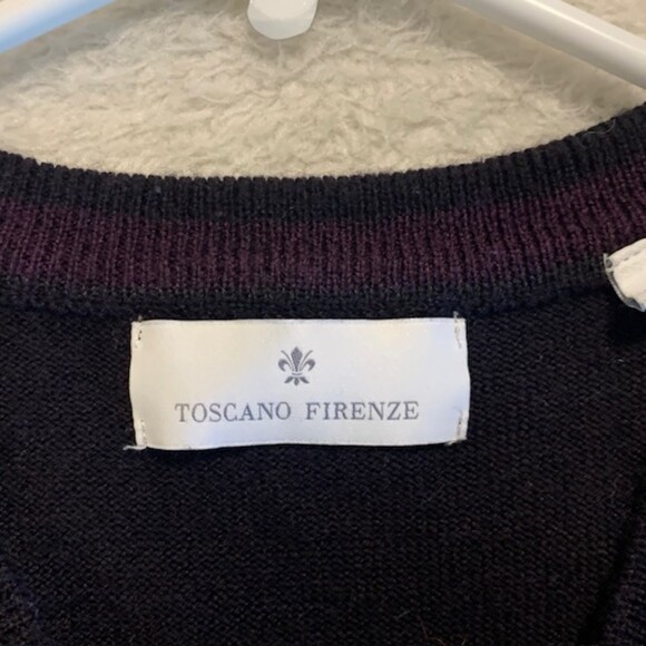 Toscano Firenze Mens Black Merino Wool Acrylic Sweater Vest Size Large - Picture 5 of 10